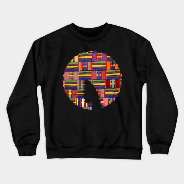 Afro Hair Woman with African Pattern, Black History Crewneck Sweatshirt by dukito